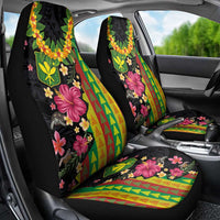 Hawaiian Independence Day Car Seat Cover Kanaka Maoli Symbols With Tapa Motifs and Tropical Plants - Polynesian Pride