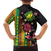 Hawaiian Independence Day Family Matching Puletasi and Hawaiian Shirt Kanaka Maoli Symbols With Tapa Motifs and Tropical Plants - Polynesian Pride