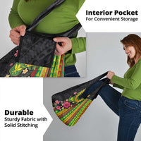 Hawaiian Independence Day Grocery Bag Kanaka Maoli Symbols With Tapa Motifs and Tropical Plants - Polynesian Pride