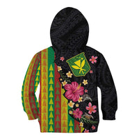 Hawaiian Independence Day Kid Hoodie Kanaka Maoli Symbols With Tapa Motifs and Tropical Plants - Polynesian Pride
