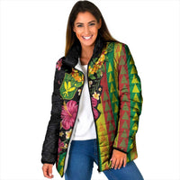 Hawaiian Independence Day Padded Jacket Kanaka Maoli Symbols With Tapa Motifs and Tropical Plants - Polynesian Pride
