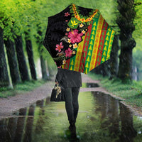 Hawaiian Independence Day Umbrella Kanaka Maoli Symbols With Tapa Motifs and Tropical Plants - Polynesian Pride