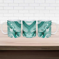 Personalised New Zealand Aotearoa Darts Masters Ceramic Mug Maori Art Tattoo with Tribal Dart Symbol Teal Color - Polynesian Pride