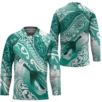Personalised New Zealand Aotearoa Darts Masters Hockey Jersey Maori Art Tattoo with Tribal Dart Symbol Teal Color - Polynesian Pride