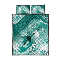 Personalised New Zealand Aotearoa Darts Masters Quilt Bed Set Maori Art Tattoo with Tribal Dart Symbol Teal Color - Polynesian Pride