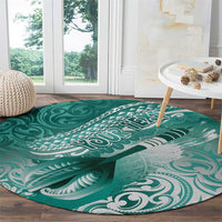 Personalised New Zealand Aotearoa Darts Masters Round Carpet Maori Art Tattoo with Tribal Dart Symbol Teal Color - Polynesian Pride