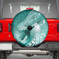 Personalised New Zealand Aotearoa Darts Masters Spare Tire Cover Maori Art Tattoo with Tribal Dart Symbol Teal Color - Polynesian Pride