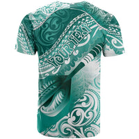 Personalised New Zealand Aotearoa Darts Masters T Shirt Maori Art Tattoo with Tribal Dart Symbol Teal Color - Polynesian Pride