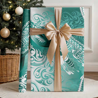 Personalised New Zealand Aotearoa Darts Masters Wrapping Paper Maori Art Tattoo with Tribal Dart Symbol Teal Color - Polynesian Pride