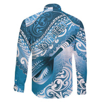 Personalised New Zealand Aotearoa Darts Masters Family Matching Off Shoulder Short Dress and Hawaiian Shirt Maori Art Tattoo with Tribal Dart Symbol Blue - Polynesian Pride
