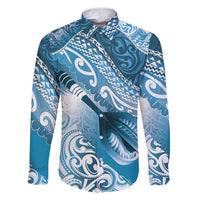 Personalised New Zealand Aotearoa Darts Masters Family Matching Puletasi and Hawaiian Shirt Maori Art Tattoo with Tribal Dart Symbol Blue - Polynesian Pride