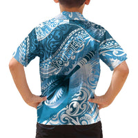 Personalised New Zealand Aotearoa Darts Masters Family Matching Tank Maxi Dress and Hawaiian Shirt Maori Art Tattoo with Tribal Dart Symbol Blue - Polynesian Pride