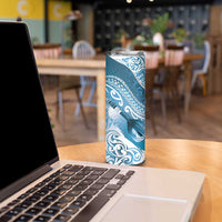 Personalised New Zealand Aotearoa Darts Masters Skinny Tumbler Maori Art Tattoo with Tribal Dart Symbol Blue - Polynesian Pride