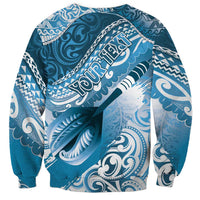 Personalised New Zealand Aotearoa Darts Masters Sweatshirt Maori Art Tattoo with Tribal Dart Symbol Blue - Polynesian Pride