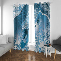 Personalised New Zealand Aotearoa Darts Masters Window Curtain Maori Art Tattoo with Tribal Dart Symbol Blue - Polynesian Pride