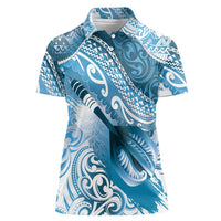 Personalised New Zealand Aotearoa Darts Masters Women Polo Shirt Maori Art Tattoo with Tribal Dart Symbol Blue - Polynesian Pride