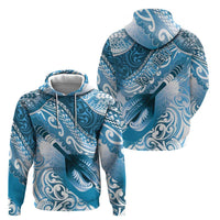 Personalised New Zealand Aotearoa Darts Masters Zip Hoodie Maori Art Tattoo with Tribal Dart Symbol Blue - Polynesian Pride