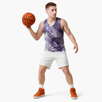 Personalised New Zealand Aotearoa Darts Masters Basketball Jersey Maori Art Tattoo with Tribal Dart Symbol Purple - Polynesian Pride