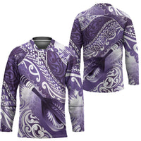 Personalised New Zealand Aotearoa Darts Masters Hockey Jersey Maori Art Tattoo with Tribal Dart Symbol Purple - Polynesian Pride