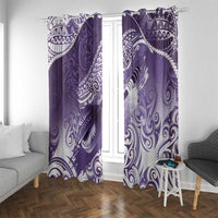 Personalised New Zealand Aotearoa Darts Masters Window Curtain Maori Art Tattoo with Tribal Dart Symbol Purple - Polynesian Pride