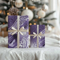 Personalised New Zealand Aotearoa Darts Masters Wrapping Paper Maori Art Tattoo with Tribal Dart Symbol Purple - Polynesian Pride