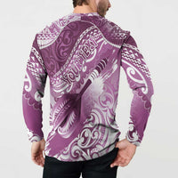 Personalised New Zealand Aotearoa Darts Masters Button Sweatshirt Maori Art Tattoo with Tribal Dart Symbol Pink - Polynesian Pride