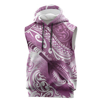Personalised New Zealand Aotearoa Darts Masters Sleeveless Hoodie Maori Art Tattoo with Tribal Dart Symbol Pink - Polynesian Pride