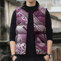 Personalised New Zealand Aotearoa Darts Masters Sleeveless Puffer Jacket Maori Art Tattoo with Tribal Dart Symbol Pink - Polynesian Pride
