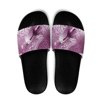 Personalised New Zealand Aotearoa Darts Masters Slide Sandals Maori Art Tattoo with Tribal Dart Symbol Pink - Polynesian Pride