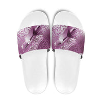 Personalised New Zealand Aotearoa Darts Masters Slide Sandals Maori Art Tattoo with Tribal Dart Symbol Pink - Polynesian Pride