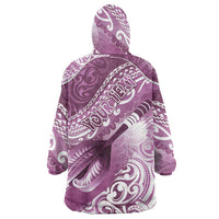 Personalised New Zealand Aotearoa Darts Masters Wearable Blanket Hoodie Maori Art Tattoo with Tribal Dart Symbol Pink - Polynesian Pride