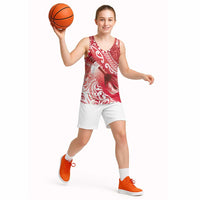 Personalised New Zealand Aotearoa Darts Masters Basketball Jersey Maori Art Tattoo with Tribal Dart Symbol Red - Polynesian Pride