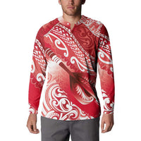 Personalised New Zealand Aotearoa Darts Masters Button Sweatshirt Maori Art Tattoo with Tribal Dart Symbol Red - Polynesian Pride