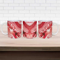 Personalised New Zealand Aotearoa Darts Masters Ceramic Mug Maori Art Tattoo with Tribal Dart Symbol Red - Polynesian Pride