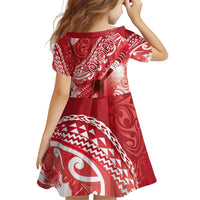 Personalised New Zealand Aotearoa Darts Masters Family Matching Puletasi and Hawaiian Shirt Maori Art Tattoo with Tribal Dart Symbol Red - Polynesian Pride