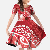 Personalised New Zealand Aotearoa Darts Masters Family Matching Tank Maxi Dress and Hawaiian Shirt Maori Art Tattoo with Tribal Dart Symbol Red - Polynesian Pride
