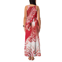 Personalised New Zealand Aotearoa Darts Masters Family Matching Tank Maxi Dress and Hawaiian Shirt Maori Art Tattoo with Tribal Dart Symbol Red - Polynesian Pride