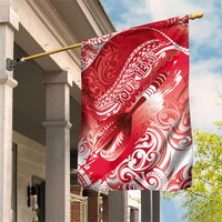 Personalised New Zealand Aotearoa Darts Masters Garden Flag Maori Art Tattoo with Tribal Dart Symbol Red - Polynesian Pride