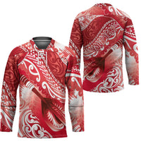 Personalised New Zealand Aotearoa Darts Masters Hockey Jersey Maori Art Tattoo with Tribal Dart Symbol Red - Polynesian Pride