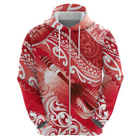 Personalised New Zealand Aotearoa Darts Masters Hoodie Maori Art Tattoo with Tribal Dart Symbol Red - Polynesian Pride