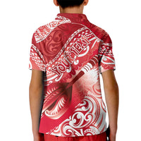 Personalised New Zealand Aotearoa Darts Masters Kid Polo Shirt Maori Art Tattoo with Tribal Dart Symbol Red - Polynesian Pride