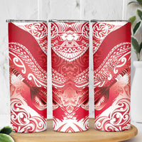 Personalised New Zealand Aotearoa Darts Masters Skinny Tumbler Maori Art Tattoo with Tribal Dart Symbol Red - Polynesian Pride