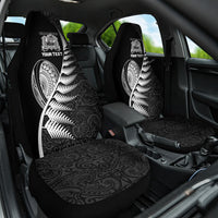 Custom New Zealand World Cup 2023 Car Seat Cover Aotearoa Champion Rugby with Silver Fern Maori Ethnic Pattern LT03 One Size Black - Polynesian Pride