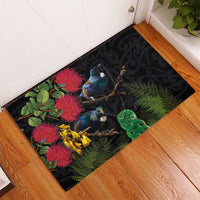 New Zealand Tui Rubber Doormat Guardians of the Hei Tiki - Maori Art and Plants