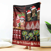 Hawaiian Christmas Blanket - Mele Kalikimaka Island Holiday Vibes - Black Red LT03 - Polynesian Pride