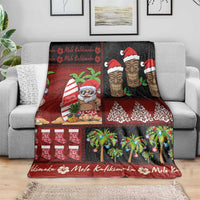 Hawaiian Christmas Blanket - Mele Kalikimaka Island Holiday Vibes - Black Red LT03 - Polynesian Pride