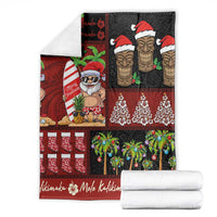 Hawaiian Christmas Blanket - Mele Kalikimaka Island Holiday Vibes - Black Red LT03 - Polynesian Pride