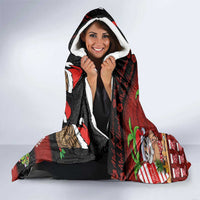 Hawaiian Christmas Hooded Blanket - Mele Kalikimaka Island Holiday Vibes - Black Red LT03 - Polynesian Pride