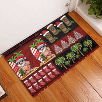 Hawaiian Christmas Rubber Doormat - Mele Kalikimaka Island Holiday Vibes - Black Red LT03 - Polynesian Pride