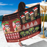 Hawaiian Christmas Sarong - Mele Kalikimaka Island Holiday Vibes - Black Red LT03 One Size 44 x 66 inches Black - Red - Polynesian Pride